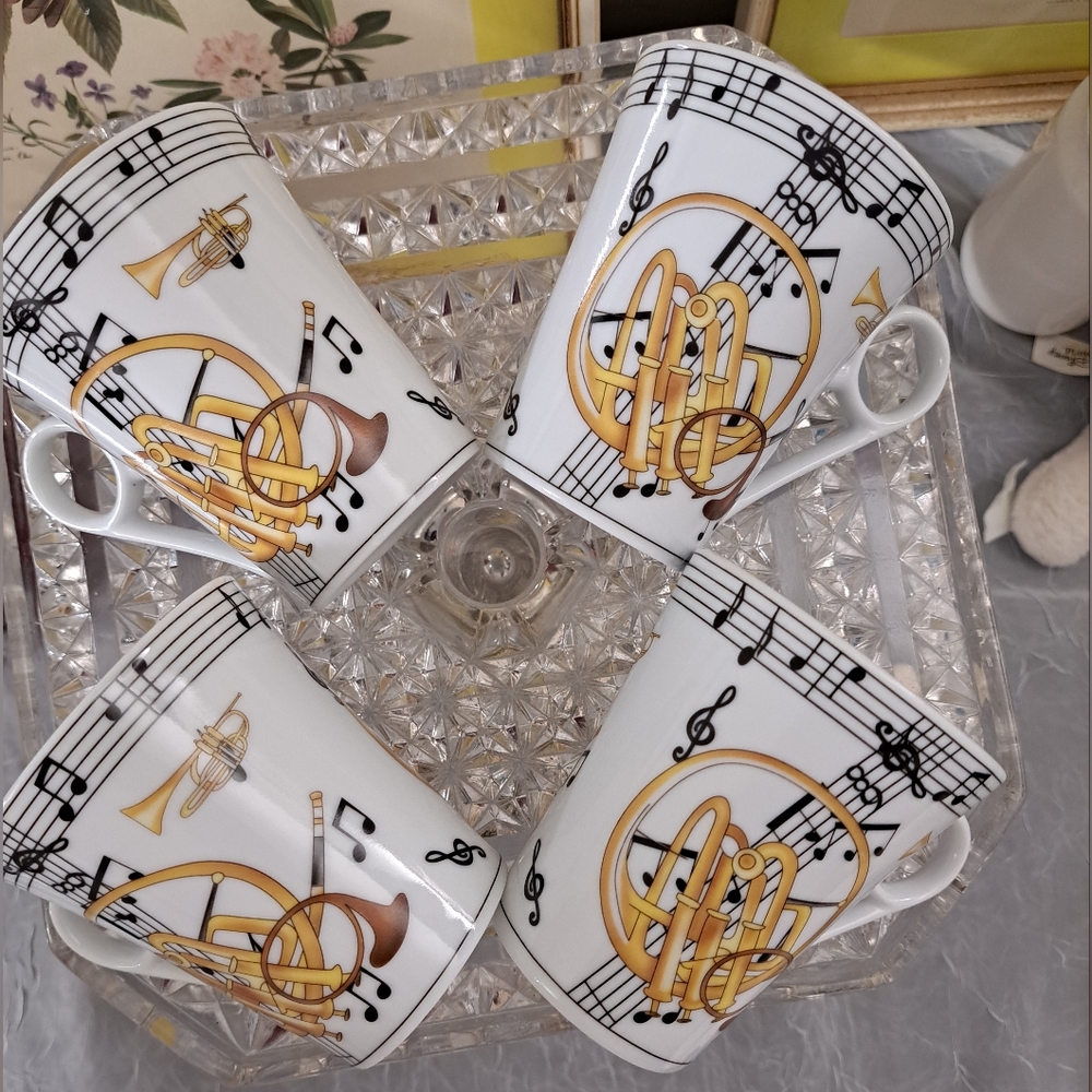 Classic Coffee Set Design By Yedi  Design With Music Note Set of 4 8oz